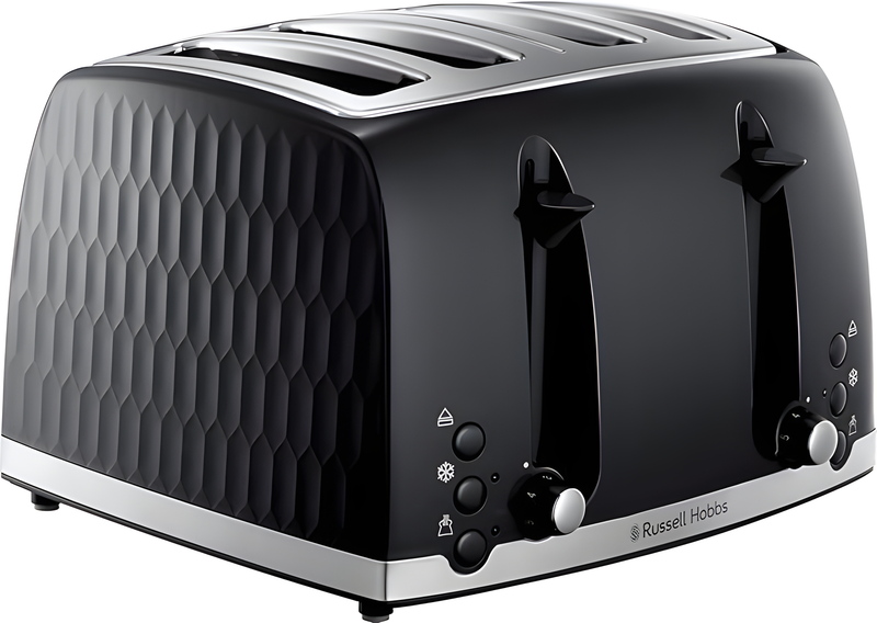 Russell Hobbs 26071 - Black 4 Slice Toaster - Extra Wide Slots - 1500W Power