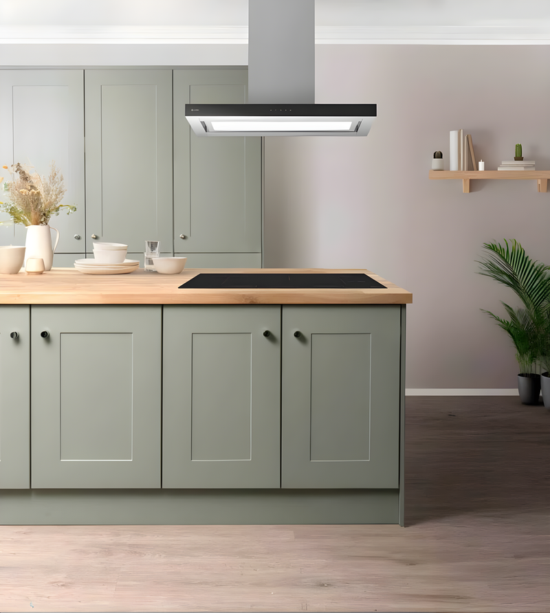 Caple Zi923 - Stainless Steel & Black 90cm Island Cooker Hood - 623m³/h - A+ Energy