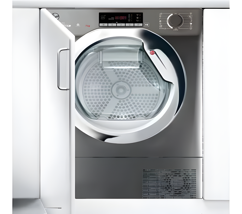 Hoover BATD H7A1TCER-80 - Anthracite & Chrome 7KG Integrated Heat Pump Tumble Dryer - WiFi Connected - A+ Energy Rating