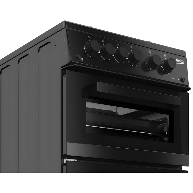 Beko KDG583K - Black 50cm Double Cavity Gas Cooker - 4 Burner Gas Hob - A+ Energy