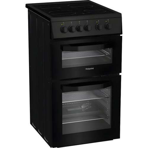 Hotpoint HTE5VCB - Black 50cm Electric Cooker - Ceramic Hob - A Energy