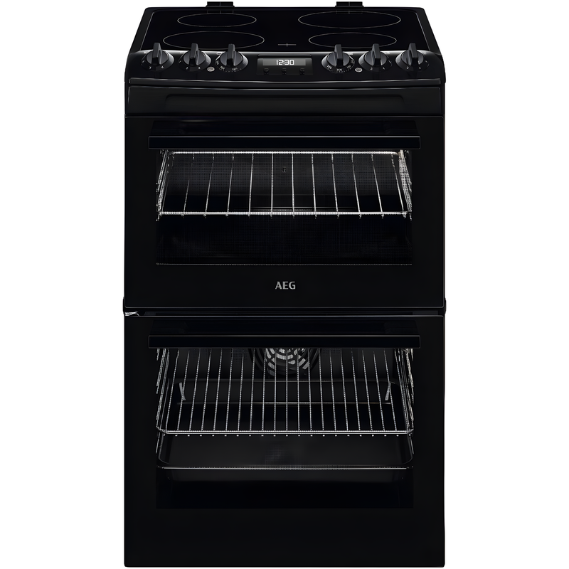 AEG CCX1530ACB - Black Ceramic Electric Cooker with Double Oven - 77/39L Capacity - A Energy Rating