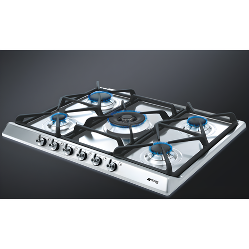 Smeg SE70SGH-5 - Stainless Steel 5 Burner Gas Hob - 69cm Classic Built-in