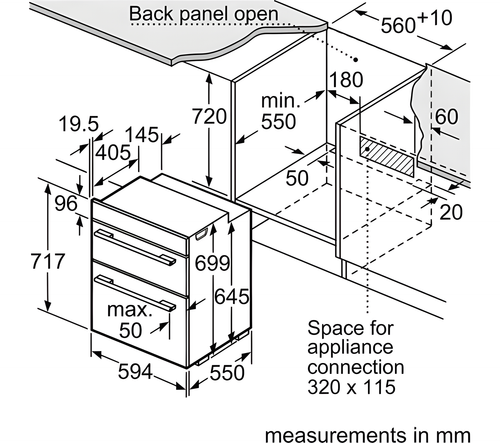 Bosch NBS533BB0B - Black Built under Electric Double Oven - A/B energy