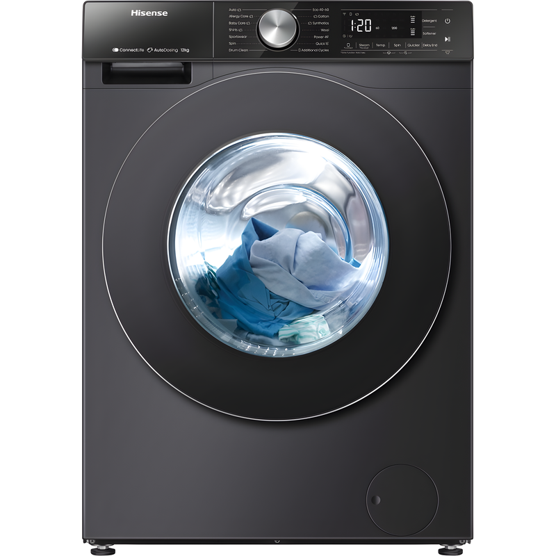 Hisense WF5S1245BB - Black 12KG Washing Machine - 1400 RPM - A energy