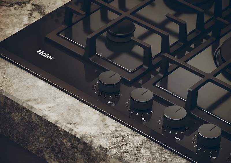 Haier HAVG75TBBP - Black 75cm Gas Hob - 5 Cooking Zones