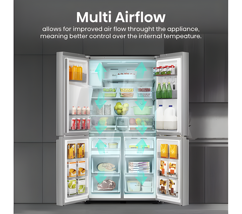 HISENSE RQ760N4SASE - Stainless Steel American Fridge Freezer - 584L Total Capacity - E Energy Rating