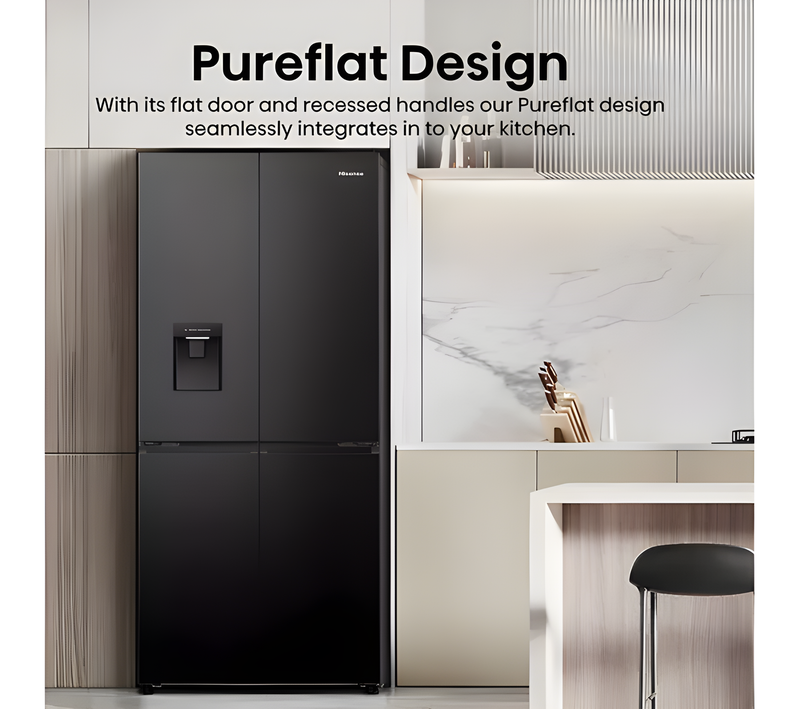 HISENSE RQ5P470SMFE - Black Stainless Steel American Fridge Freezer - 482L - E Energy Rating
