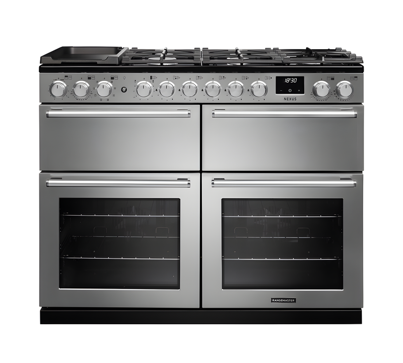 Rangemaster Nexus 110 NEXB110DFSTST/CM1 - Stainless Steel Range Cooker - Dual Fuel - 7 Zone - A Energy