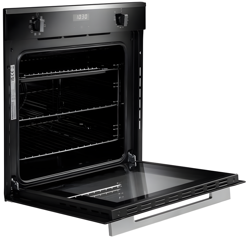 Rangemaster RMB6010BL/SS - Black Glass/Stainless Steel Single Oven - 69L - A Rated
