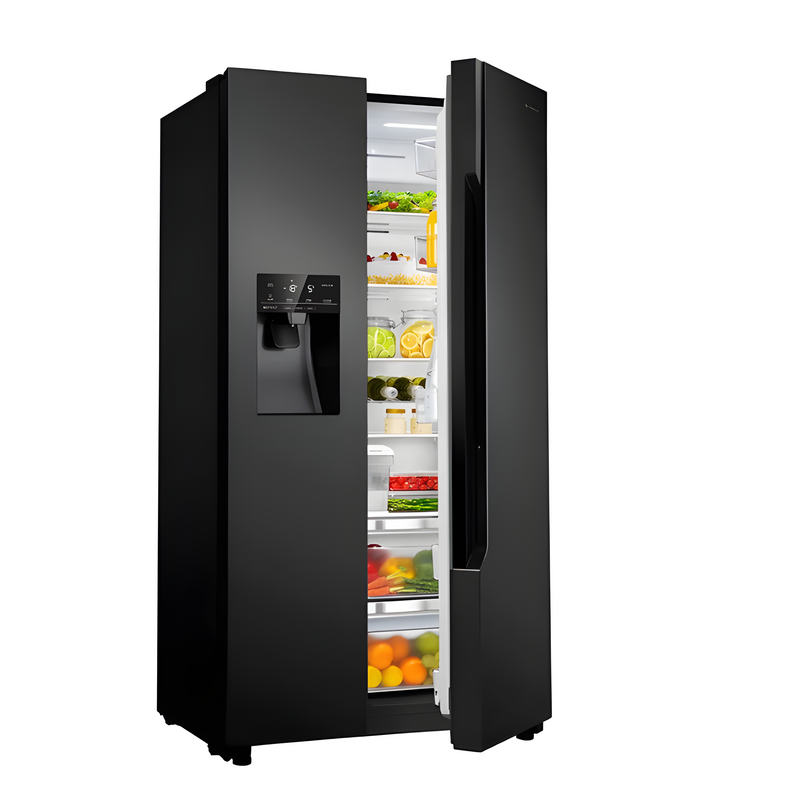Teknix THSBS1791INBIX - Black American Fridge Freezer - Non-plumbed - E energy