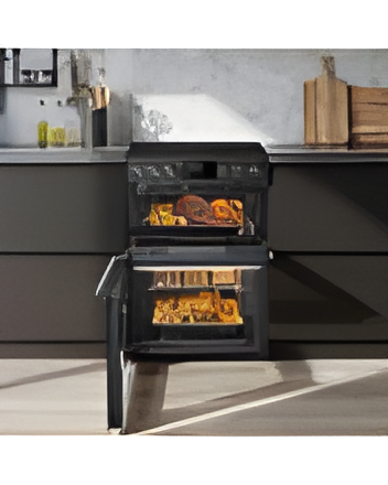 Midea MFO24EME4R118-BK - Black 60cm Double Oven Freestanding Cooker with Ceramic Hob - AA Rated