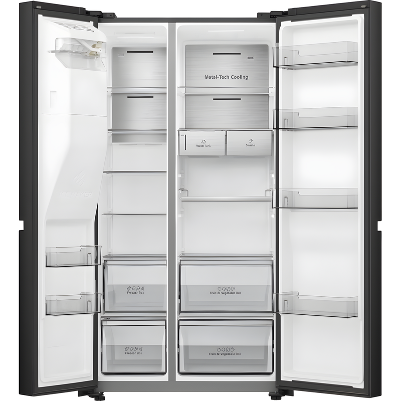Hisense RS818N4TFE - Black American Fridge Freezer - 632L - E Energy Rating