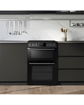 Midea MFO24EME4R118-BK - Black 60cm Double Oven Freestanding Cooker with Ceramic Hob - AA Rated