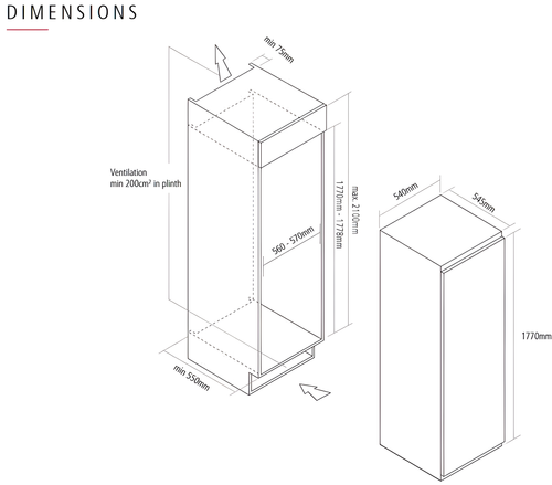 Caple RIL1796 - White Sliding Hinge Integrated Auto Defrost Fridge - E energy