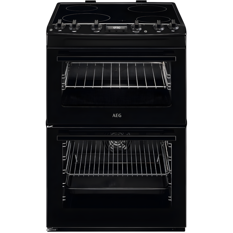 AEG CCX6540ACB - Black Ceramic Electric Cooker with Double Oven - 77/39L Capacity - A Energy Rating