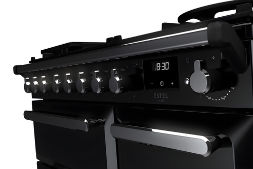 Rangemaster ESDL90DFPGBL/CM1 Estel Deluxe 90cm Dual Fuel Black/Chrome
