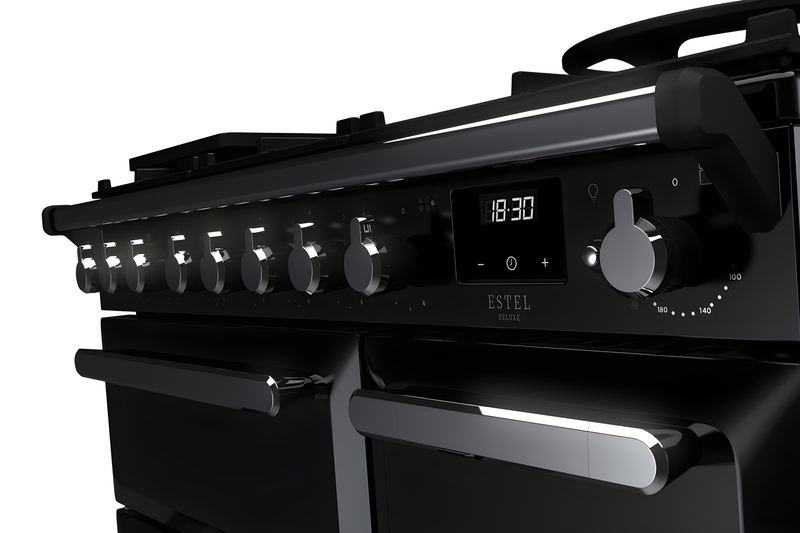 Rangemaster ESDL90DFPGBL/CM1 Estel Deluxe 90cm Dual Fuel Black/Chrome