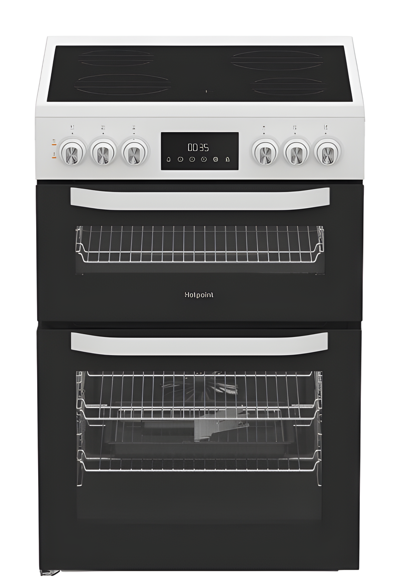 Hotpoint HTE6VDCW - White 60cm Electric Cooker - Ceramic Hob - A Energy