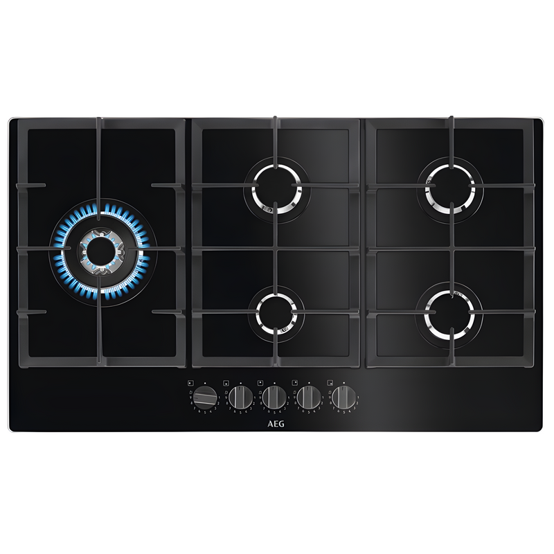 AEG HKB95820NB - Black 5 86cm Zone Gas Hob - LPG compatible