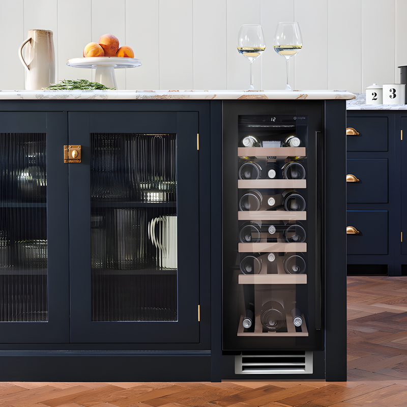 Caple WI3126BG - Black 19 Bottle Built In Wine Cooler - Single Zone 5-18°C - F Energy