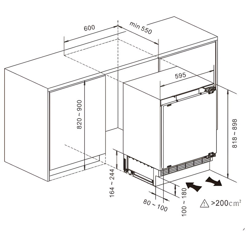 Hisense FUV124D4AWE - White Built-Under Freezer - 101L Capacity - E Energy Rating