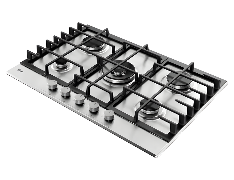 Hoover HGH75WC3X - Stainless Steel 75cm Gas Hob - 5 Burners - 4kW Wok Burner