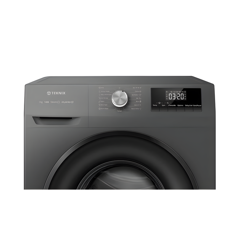 Teknix TK2W814HS - Titanium 8KG Washing Machine - 1400 RPM - A energy