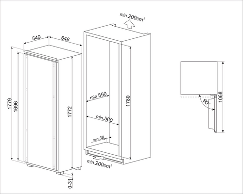 SMEG UKS9F174NE - Stainless Steel Built-in Freezer - 212L - E Energy