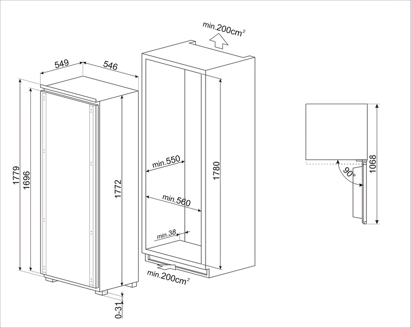 SMEG UKS9F174NE - Stainless Steel Built-in Freezer - 212L - E Energy