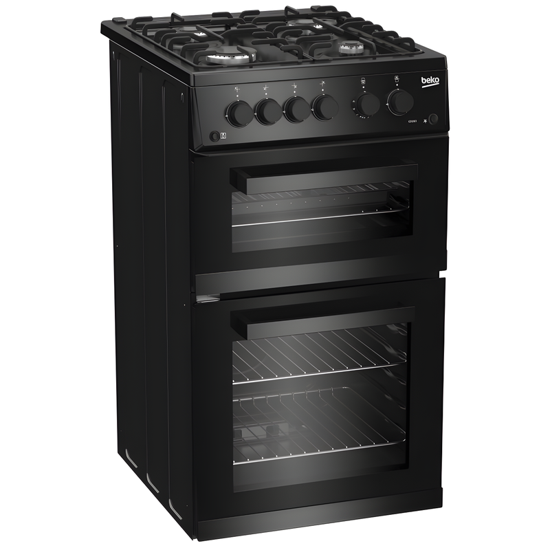 Beko KDG583K - Black 50cm Double Cavity Gas Cooker - 4 Burner Gas Hob - A+ Energy