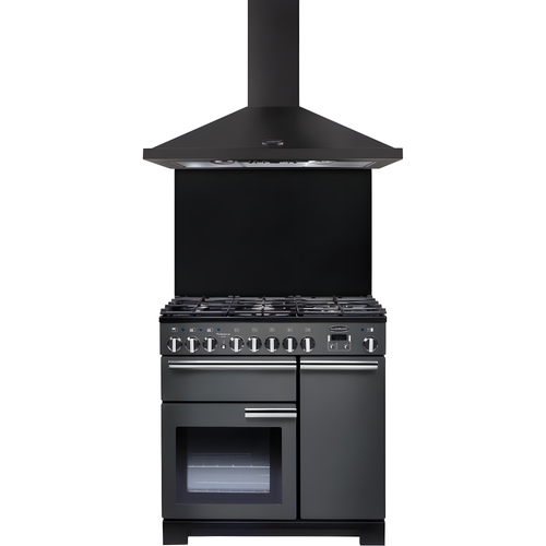 Rangemaster LEIHDC90SL/C - Slate 90cm Chimney Cooker Hood - 530m³/h - D Energy