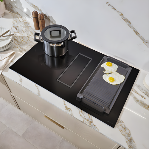 Caple DD832BK - Black 78cm Induction Hob with Downdraft Extractor - A++ Energy