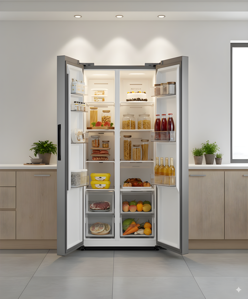 Midea MDRS619FIE46 - Inox American Fridge Freezer - 460L - E Energy Rating