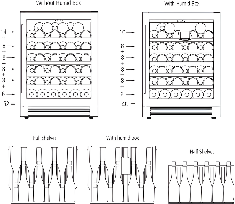 Caple WI6142 - Stainless Steel/Glass Wine Cooler - 52 Bottle Capacity - G Energy Rated