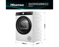 Hisense DH3S902BWCC - White 9KG Tumble Dryer - Heat Pump - A++ Energy