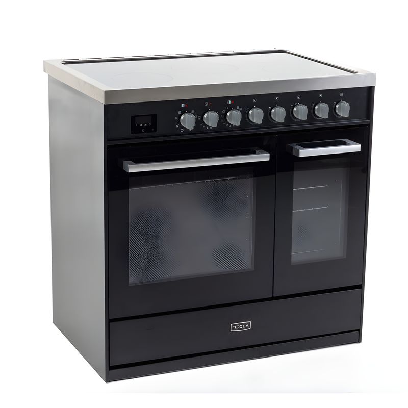 Tesla T90DCRCB - 90cm Double Cavity Electric Range Cooker