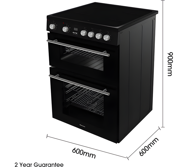 Hisense HDE3211BIBUK - Black Electric Double Oven Cooker - Induction Hob - A+/A Energy