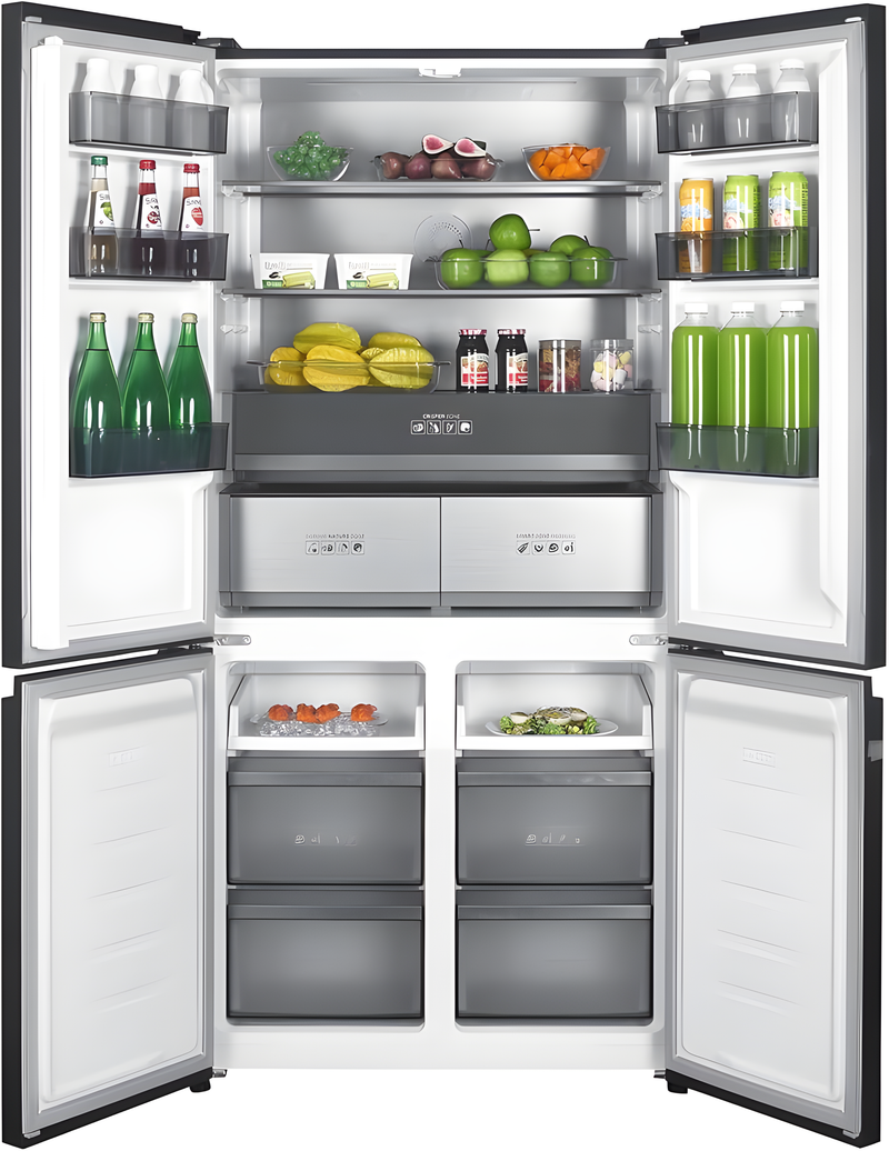 Teknix TMD19091SIBI - Dark Inox American Fridge Freezer - 503L Capacity - E Energy Rating