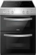 Amica AFC602SS 60cm Ceramic Electric Cooker with Double Oven, A Rated - Silver