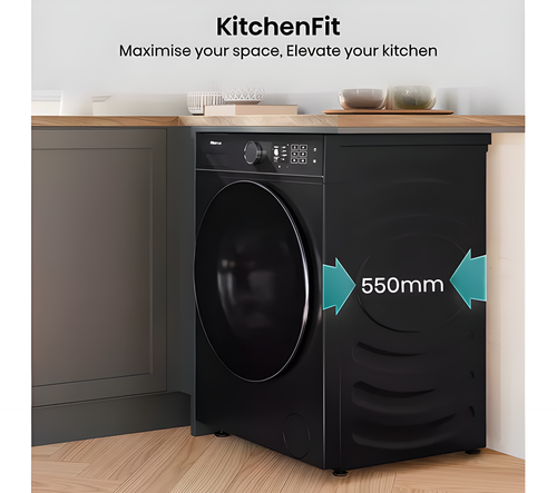 HISENSE WD5I1045BBQ - Black 10.5KG Washer Dryer - 1400 RPM - D Energy Rating