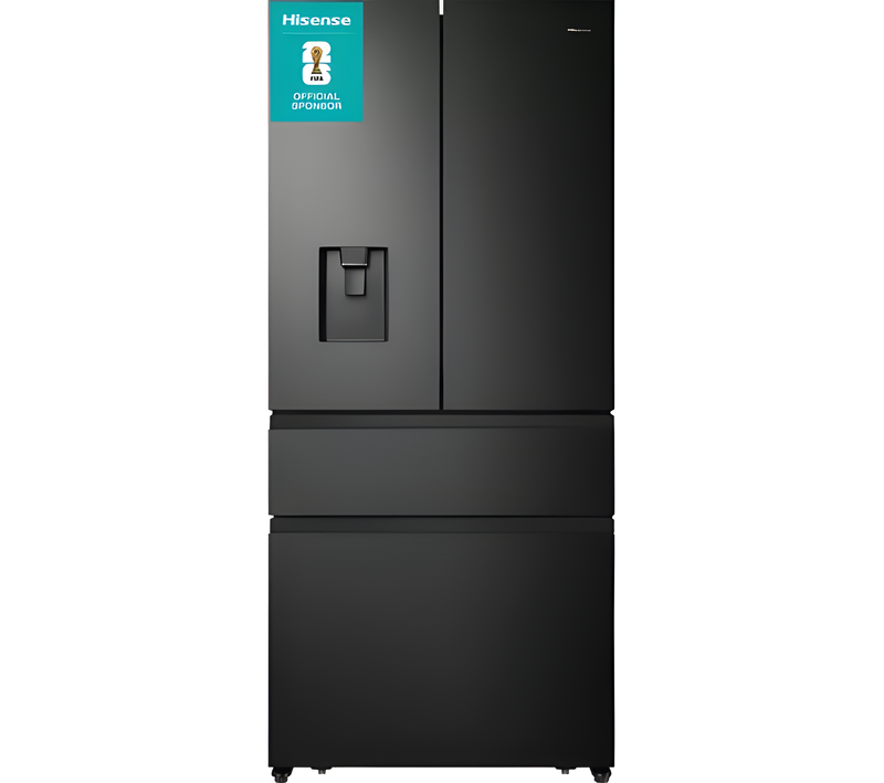 HISENSE RF540N4WFE - Black Stainless Steel American Fridge Freezer - 302L Fridge/178L Freezer - E Energy Rating