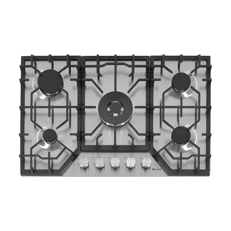 Caple C4071G - Stainless Steel 76cm 5 Burner Gas Hob - 4kW Triple Ring Burner - Flame Safety