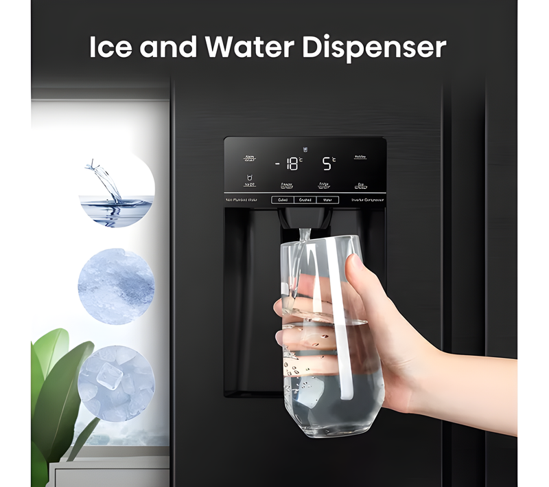 HISENSE RS694N4TFE - Black Stainless Steel American Fridge Freezer - 562L - E Energy Rating