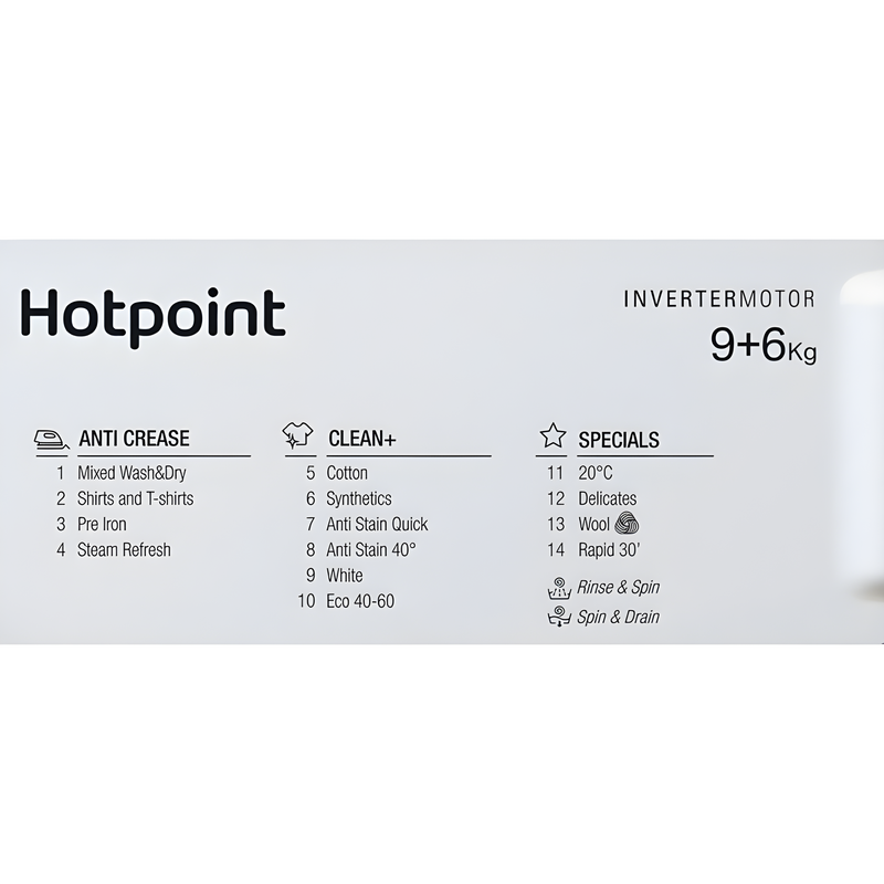 Hotpoint BI WDHG 961485 UK - Integrated 9KG/6KG Washer Dryer - 1400 RPM - D energy