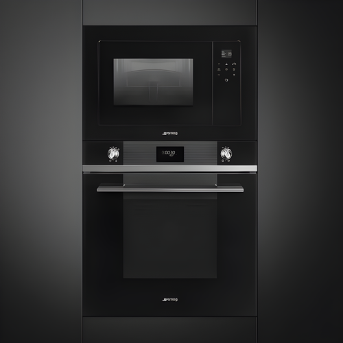 Smeg FMI120N2 - Black Built In Microwave with Grill - 20L - 800W