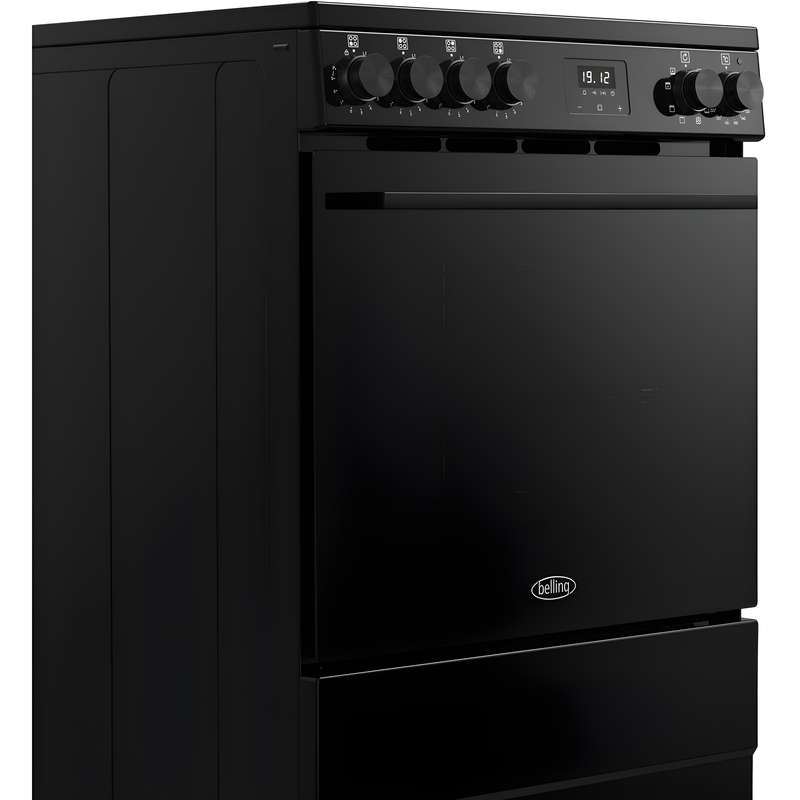 Belling BEL FSA VISION SGL 60Ei BLK 444412053 - Black Induction Electric Cooker - 68L Single Oven - A Energy Rating