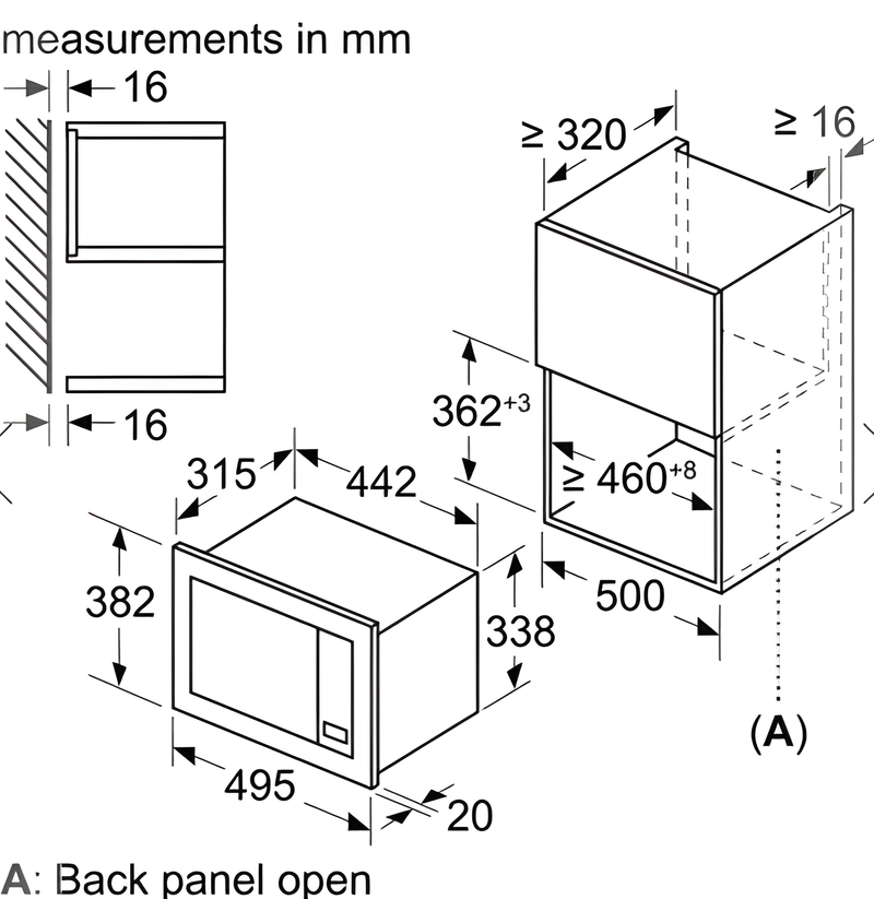 Bosch BFL523MS3B - Stainless steel Built in Electric Microwave