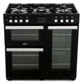 Belling COOKCENTRE 444444071  90DFT BLK - Black 5 Zone Dual Fuel Cooker - A energy