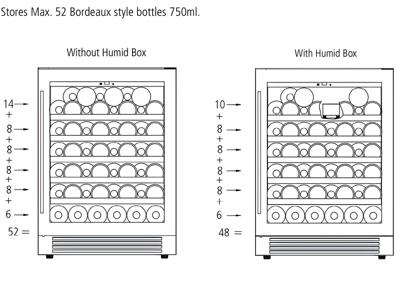Caple WI6143BG - Black Built-in Wine Cooler - 52 Bottles - G Energy Rating